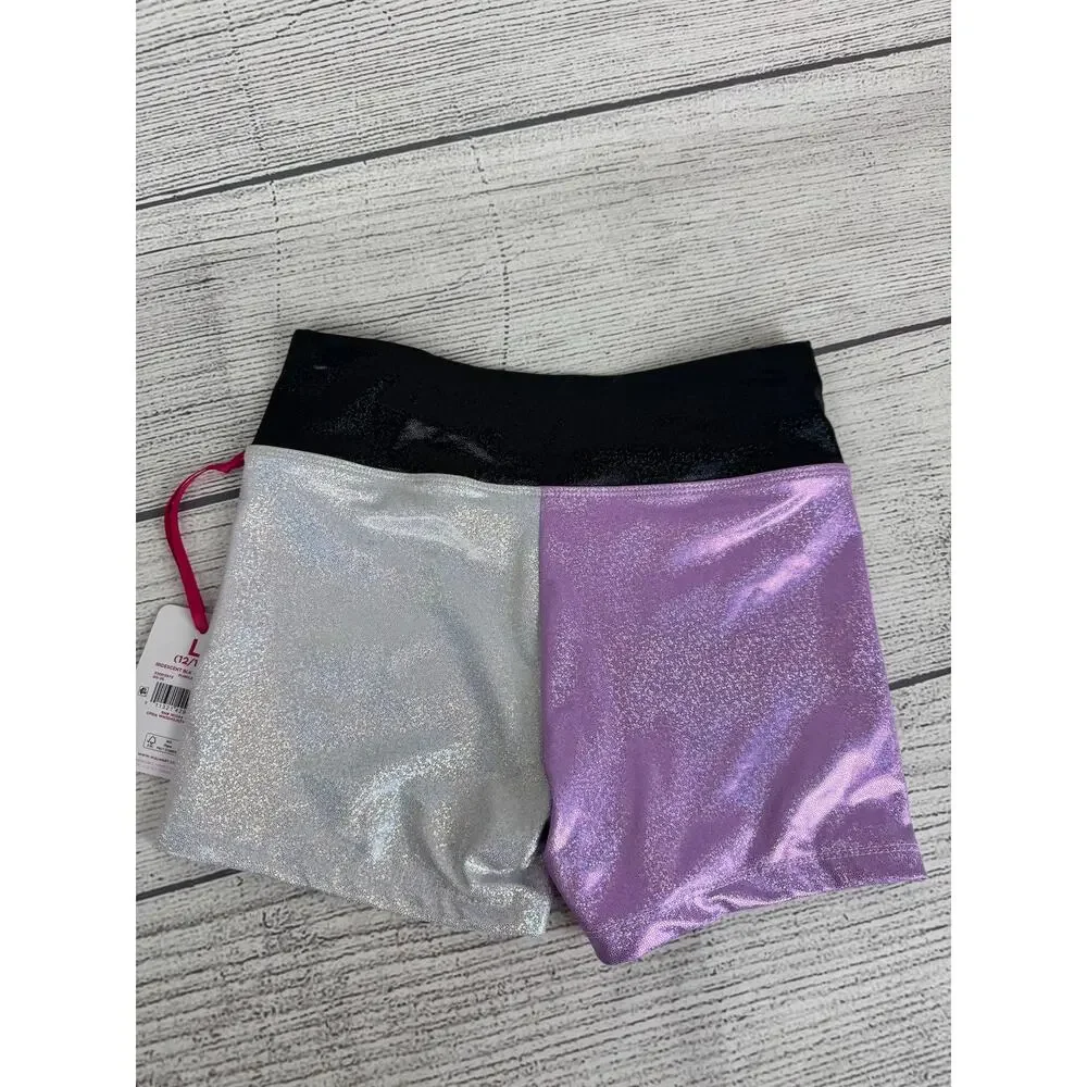 Justice Dance Gym Girl's Butterfly Cloud Iridescent Bra & Shorts Set Size Large